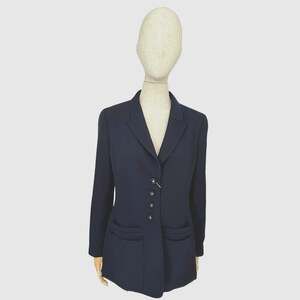 Vintage CHANEL Boutique 97P Navy Wool Single Breasted Blazer Jacket 42
